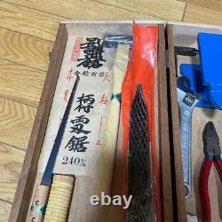 Japanese Vintage Carpenter Tool set With wood case Woodworking work #1