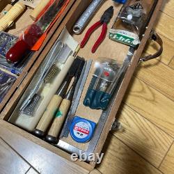 Japanese Vintage Carpenter Tool set With wood case Woodworking work #1