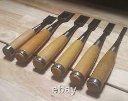 Japanese Vintage Chisel Nomi Carpenter Tool 6 pcs set 9 15 18 24 30mm Woodwork
