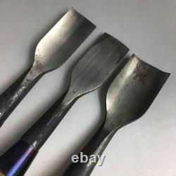 Japanese Vintage Chisel Set Choto Sei Signed Carving Woodworking Tools 3pcs Used