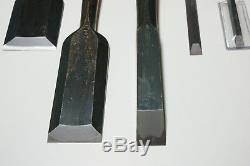 Japanese Vintage Nomi Woodworking Chisels Blade 6,9,18,36,42mm Set of five