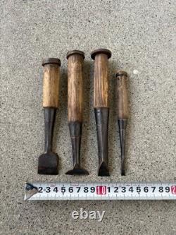 Japanese Vintage Woodworking Chisel Nomi Set of 4 Specialty Carpenter Tools Used