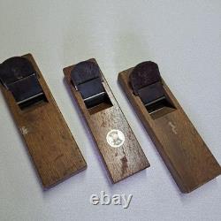 Japanese Wood Plane Set 3pc Kanna Hand Tool Vintage Carpentry Rusted Blades