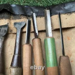 Japanese Woodworking Chisels Set of 15 Nomi Carpenter Tools Mixed Brands Used