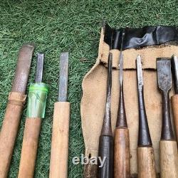 Japanese Woodworking Chisels Set of 15 Nomi Carpenter Tools Mixed Brands Used