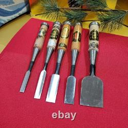 Japanese chisel NOMI 5 set Unused Professional Woodworking Tool #002