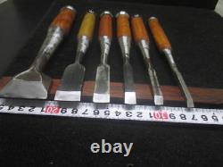 Japanese vintage chisel 6 set mei NOMI from Japan wood working tool good condi h