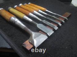 Japanese vintage chisel 6 set mei NOMI from Japan wood working tool good condi h