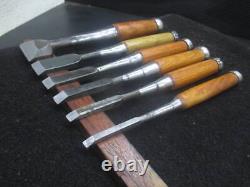 Japanese vintage chisel 6 set mei NOMI from Japan wood working tool good condi h