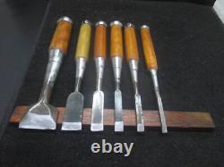 Japanese vintage chisel 6 set mei NOMI from Japan wood working tool good condi h