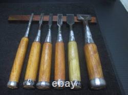 Japanese vintage chisel 6 set mei NOMI from Japan wood working tool good condi h