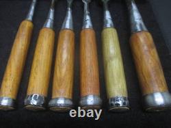 Japanese vintage chisel 6 set mei NOMI from Japan wood working tool good condi h