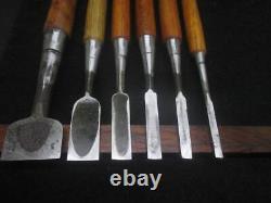 Japanese vintage chisel 6 set mei NOMI from Japan wood working tool good condi h