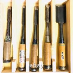 Japanese vintage woodworking carpentry tools chisel NNOMI lot of 5 set with box