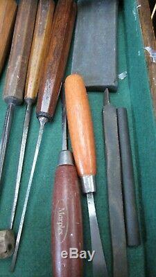 Job Lot of Vintage Woodwork and Wood Carving tools Chisels, Gouges X 55 Boxed