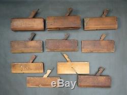 Job lot of 20 old wooden moulding planes vintage woodworking tools
