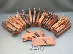 Job lot of 20 wooden moulding planes old vintage woodworkers woodworking tools