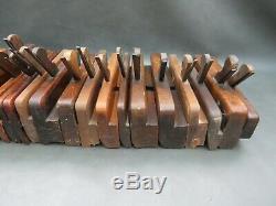 Job lot of 20 wooden moulding planes old vintage woodworkers woodworking tools