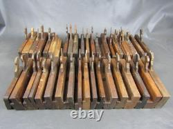 Job lot of 40 old wooden moulding & rebate planes vintage woodworking tools