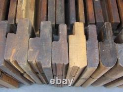 Job lot of 40 old wooden moulding & rebate planes vintage woodworking tools