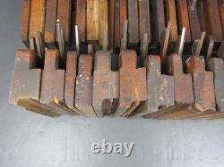Job lot of 40 old wooden moulding & rebate planes vintage woodworking tools