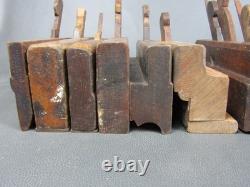 Job lot of 40 old wooden moulding & rebate planes vintage woodworking tools