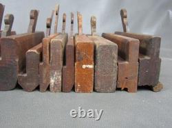 Job lot of 40 old wooden moulding & rebate planes vintage woodworking tools