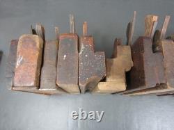 Job lot of 40 old wooden moulding & rebate planes vintage woodworking tools