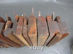 Job lot of 40 old wooden moulding & rebate planes vintage woodworking tools