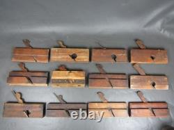 Job lot of 40 old wooden moulding & rebate planes vintage woodworking tools