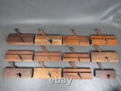 Job lot of 40 old wooden moulding & rebate planes vintage woodworking tools