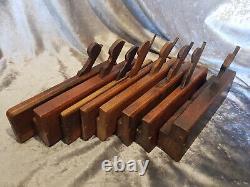 Job lot of 8 Vintage Wooden Moulding Plane Woodworking / Carpentry