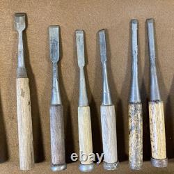 Junk Japanese Nomi Hammering Chisel 30Set Carpentry Woodworking Tools USED F/S