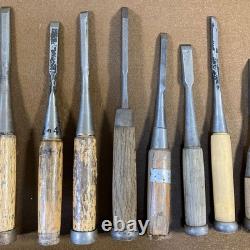 Junk Japanese Nomi Hammering Chisel 30Set Carpentry Woodworking Tools USED F/S