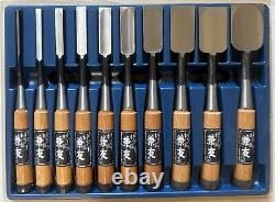 Kanetomo Chisel Nomi Carpenter Tool Set of 10 Hand Tool wood working Near Mint