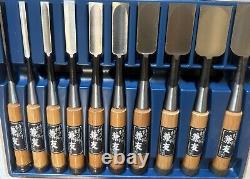 Kanetomo Chisel Nomi Carpenter Tool Set of 10 Hand Tool wood working Near Mint