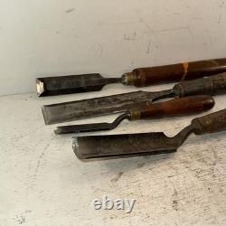 LOT OF 4 Vintage ASSORTED BUCK BROTHERS CARVING Gouging CHISELS Wood Working