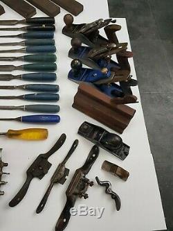 Large Joblot Of 100+ Old Vintage Woodworking Tools Planes Chisels Augers