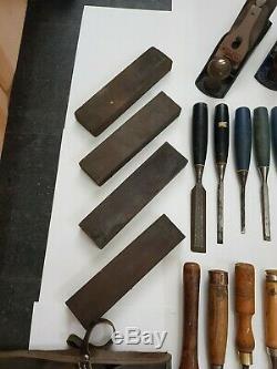 Large Joblot Of 100+ Old Vintage Woodworking Tools Planes Chisels Augers