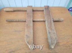 Large Vintage 24 Wood Working Clamp, Wooden Threads