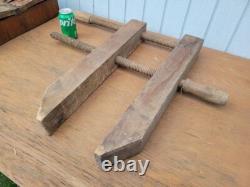 Large Vintage 24 Wood Working Clamp, Wooden Threads