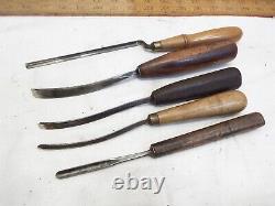 Lot 5 Addis & Buck Wood Decoy Carving Gouge Chisels Woodworking Tools Crank Neck