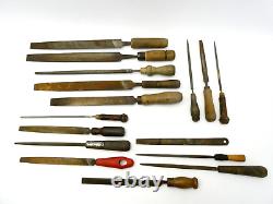 Lot Antique Nicholson Woodworking Carpentry Hand Tools Files Homemade Handles