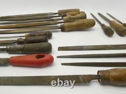 Lot Antique Nicholson Woodworking Carpentry Hand Tools Files Homemade Handles