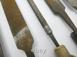 Lot Antique Nicholson Woodworking Carpentry Hand Tools Files Homemade Handles