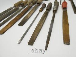 Lot Antique Nicholson Woodworking Carpentry Hand Tools Files Homemade Handles