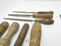 Lot Antique Nicholson Woodworking Carpentry Hand Tools Files Homemade Handles