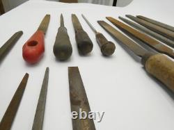 Lot Antique Nicholson Woodworking Carpentry Hand Tools Files Homemade Handles