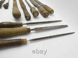 Lot Antique Nicholson Woodworking Carpentry Hand Tools Files Homemade Handles