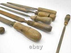 Lot Antique Nicholson Woodworking Carpentry Hand Tools Files Homemade Handles